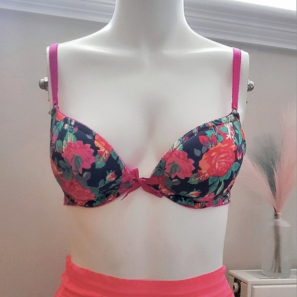 Aerie Limited Edition Pushup- Floral Magenta 'Emma' Bra- 32B